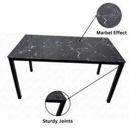 Kosy Koala Black Marble Effect Dining Table With 4 Black Faux Leather Chairs Kitchen Furniture - thumbnail 4