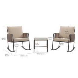 Teamson Home Outdoor Garden Table And Rocking Chair Furniture Set, Beige - thumbnail 7