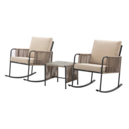 Teamson Home Outdoor Garden Table And Rocking Chair Furniture Set, Beige - thumbnail 4