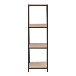 Furniture To Go Seaford Narrow Black Metal Bookcase With 3 Oak Shelves - thumbnail 2