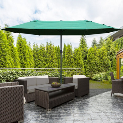 Outsunny 4.6M Garden Umbrella Canopy Sun Shade, Only Cross Base, Dark Green - image 1