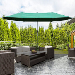Outsunny 4.6M Garden Umbrella Canopy Sun Shade, Only Cross Base, Dark Green - thumbnail 1
