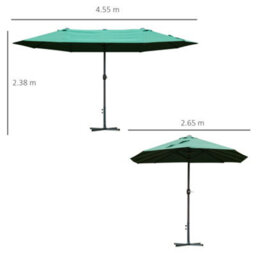 Outsunny 4.6M Garden Umbrella Canopy Sun Shade, Only Cross Base, Dark Green - thumbnail 3