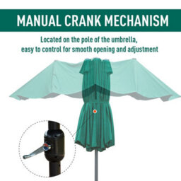 Outsunny 4.6M Garden Umbrella Canopy Sun Shade, Only Cross Base, Dark Green - thumbnail 5