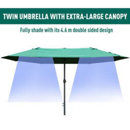 Outsunny 4.6M Garden Umbrella Canopy Sun Shade, Only Cross Base, Dark Green - thumbnail 4