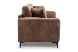 Faux Leather Suede Brown 3 Seater Sofa - thumbnail 5