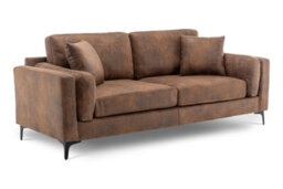 Faux Leather Suede Brown 3 Seater Sofa - thumbnail 3