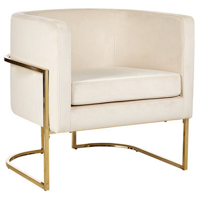 Beliani Armchair Sirkka Velvet Light Beige - image 1