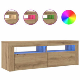 Berkfield Modern Tv Cabinet With Led Lights Artisan Oak 120X35X40 Cm Engineered Wood - thumbnail 4