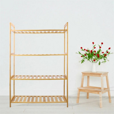 4 Tier Bamboo Shoe Rack Organiser Wooden Storage Shelves Stand Shelf Unit - image 1