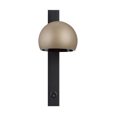 Luminosa Lighting Luminosa Lusa Reading Wall Light Champagne Gold, Black Led 10W 644Lm 3000K Switch On/off - image 1