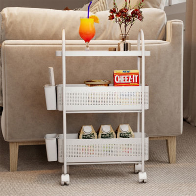 Levede 3 Tier Narrow Kitchen Trolley Cart Metal Pull Out Baskets Storage Bins - image 1