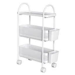 Levede 3 Tier Narrow Kitchen Trolley Cart Metal Pull Out Baskets Storage Bins - thumbnail 2