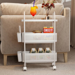 Levede 3 Tier Narrow Kitchen Trolley Cart Metal Pull Out Baskets Storage Bins - thumbnail 1