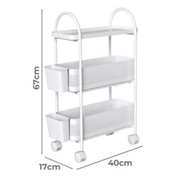 Levede 3 Tier Narrow Kitchen Trolley Cart Metal Pull Out Baskets Storage Bins - thumbnail 4