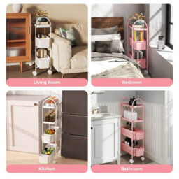 Levede 3 Tier Narrow Kitchen Trolley Cart Metal Pull Out Baskets Storage Bins - thumbnail 8