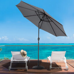 Living And Home 3M Large Rotating Garden Parasol Outdoor Beach Umbrella Patio Sun Shade Crank Tilt With Round Base, Dark Grey - thumbnail 2