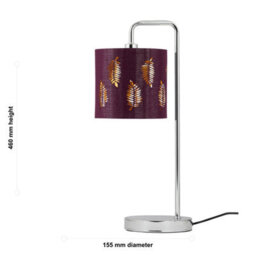 First Choice Lighting Chrome Arched Table Lamp With Burgundy Fern Cut Out Shade - thumbnail 6