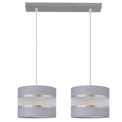 Luminosa Lighting Luminosa Helen Straight Bar Pendant Ceiling Light Grey, Silver 45Cm - image 1