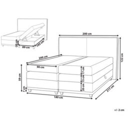Beliani Divan Bed With Storage Fabric Dynasty 180 X 200 Cm (Eu Super King) Beige - thumbnail 3
