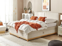 Beliani Divan Bed With Storage Fabric Dynasty 180 X 200 Cm (Eu Super King) Beige - thumbnail 2