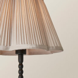 Valuelights Maeve Light Grey Pleated Faux Silk Scallop Shade Black Bobbin Bobble Table Lamp - thumbnail 3