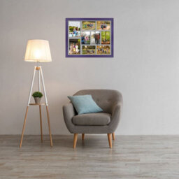 AK Frames 20X16 Purple Modern Multi Photo Frame With Silver Mount - Holds 9 Apertures (2X) 7X5, (7X) 6X4 Photos - thumbnail 3