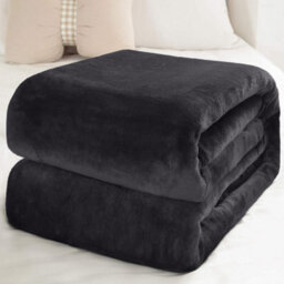 Ameha Fleece Plain Blanket, Lightweight & Reversible Throw For Travel, Bed & Sofa Blanket, Black King 200X240Cm - thumbnail 2