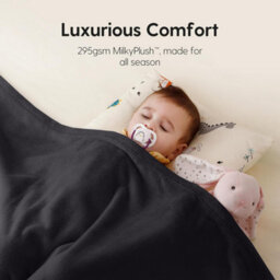 Ameha Fleece Plain Blanket, Lightweight & Reversible Throw For Travel, Bed & Sofa Blanket, Black King 200X240Cm - thumbnail 3