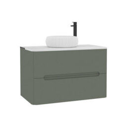 Royal Bathrooms Venice 800mm Sage Green Wall Mounted Bathroom Countertop Vanity Unit 2 Drawer With Milan Basin - thumbnail 7