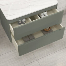 Royal Bathrooms Venice 800mm Sage Green Wall Mounted Bathroom Countertop Vanity Unit 2 Drawer With Milan Basin - thumbnail 5