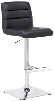 Lamboro Luscious Single Kitchen Bar Stool, Chrome Footrest, Height Adjustable Swivel Gas Lift, Breakfast Bar & Home Barstool, Black - image 1