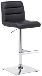 Lamboro Luscious Single Kitchen Bar Stool, Chrome Footrest, Height Adjustable Swivel Gas Lift, Breakfast Bar & Home Barstool, Black - thumbnail 1