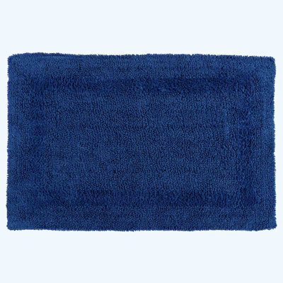 Homescapes Luxury Reversible Cotton Bath Mat - Navy Blue - image 1