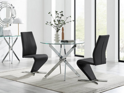 Furniturebox Uk Novara 100Cm Round Dining Table & 2 Black Willow Chairs - image 1