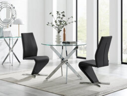 Furniturebox Uk Novara 100Cm Round Dining Table & 2 Black Willow Chairs