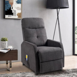 Reclining Chair Massage Heat Upholstered Sofa Living Room Fabric Armchair - thumbnail 4