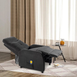 Reclining Chair Massage Heat Upholstered Sofa Living Room Fabric Armchair - thumbnail 6
