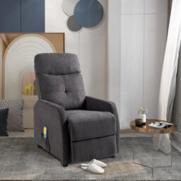 Reclining Chair Massage Heat Upholstered Sofa Living Room Fabric Armchair - thumbnail 3