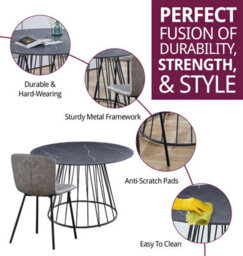 Hallowood Furniture Cullompton Large 120Cm Round Table With 6 Taupe Leather Effect Chairs - thumbnail 2
