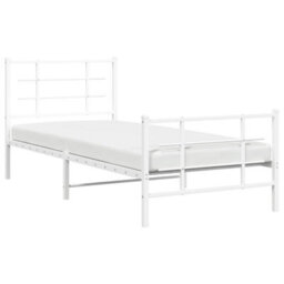 Berkfield Metal Bed Frame Without Mattress With Footboard White 90X190Cm - thumbnail 4