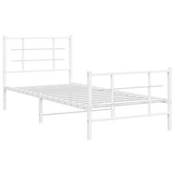 Berkfield Metal Bed Frame Without Mattress With Footboard White 90X190Cm - thumbnail 3