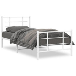 Berkfield Metal Bed Frame Without Mattress With Footboard White 90X190Cm - thumbnail 2