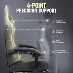 Gtplayer Fabric Gaming Chair, Ergonomic Computer Chair With Footrest And Lumbar Support Height Adjustable Home Office Chair, Grey - thumbnail 8