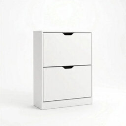 White Wooden 2 Drawer Hallway Shoe Storage Cabinet