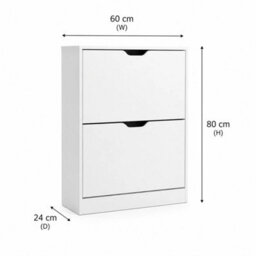 White Wooden 2 Drawer Hallway Shoe Storage Cabinet - thumbnail 2