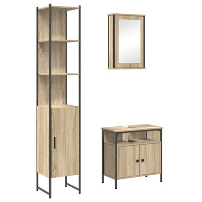 Berkfield Modern Bathroom Furniture Set 3 Pcs Sonoma Oak 33 X 33 X 185.5 Cm - image 1