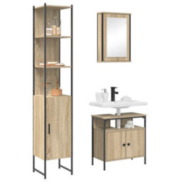 Berkfield Modern Bathroom Furniture Set 3 Pcs Sonoma Oak 33 X 33 X 185.5 Cm - thumbnail 3