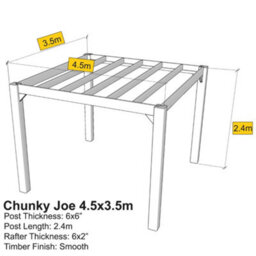 Freestanding Garden Pergola Chunky Joe - Complete Self-Assembly Pergola Kit - Wooden Gazebo - 4.5X3.5M - thumbnail 4