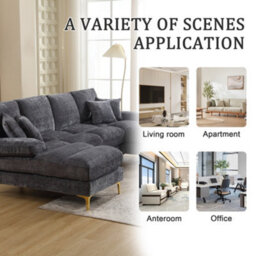 Matteo U-Shaped Modular Sectional Sofa In Gray Chenille Fabric - thumbnail 4
